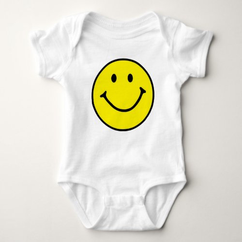 Bright Yellow Happy Smiling Face  Baby Bodysuit