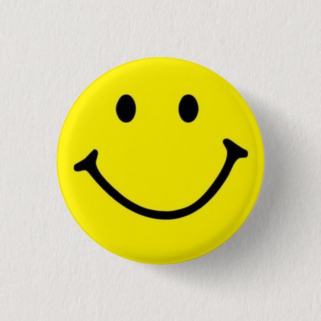 Bright Yellow Happy Smiling Face  Button (Front)