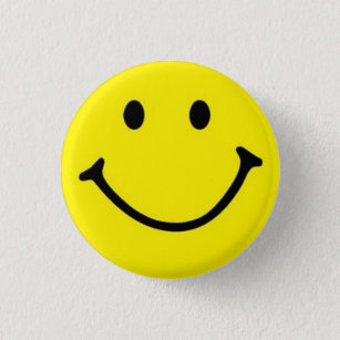 Bright Yellow Happy Smiling Face  Button