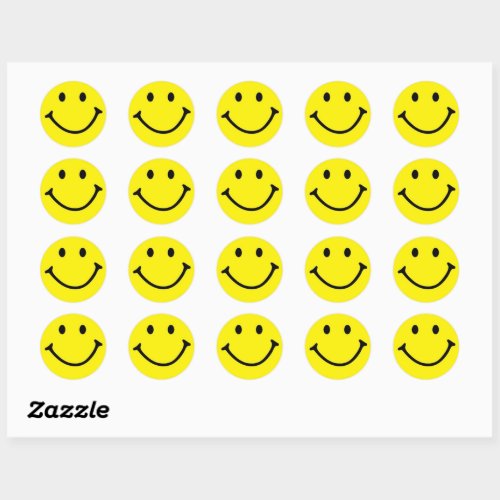 Bright Yellow Happy Smiling Face  Classic Round Sticker