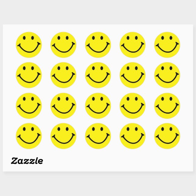 Bright Yellow Happy Smiling Face  Classic Round Sticker (Sheet)