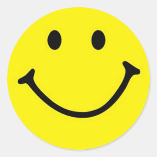 Bright Yellow Happy Smiling Face Classic Round Sticker