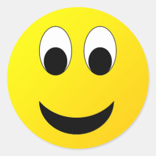 Bright Yellow Happy Smiling Face Classic Round Sticker