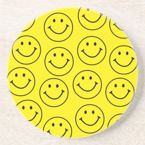Bright Yellow Happy Smiling Face  Coaster