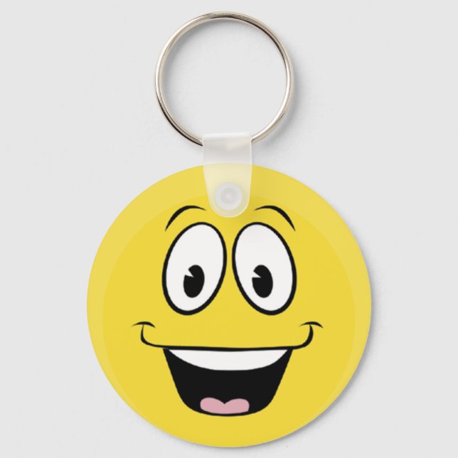 Bright Yellow Happy Smiling Face  Keychain (Front)
