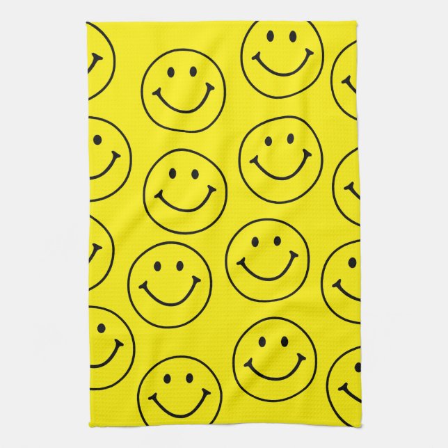 Bright Yellow Happy Smiling Face  Kitchen Towel (Vertical)