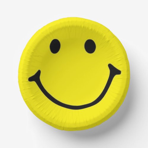 Bright Yellow Happy Smiling Face  Paper Bowls