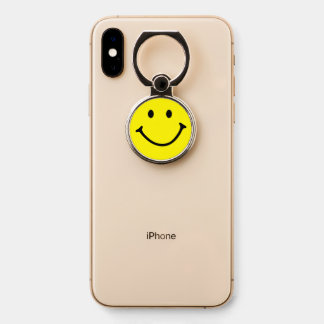 Bright Yellow Happy Smiling Face  Phone Ring Stand