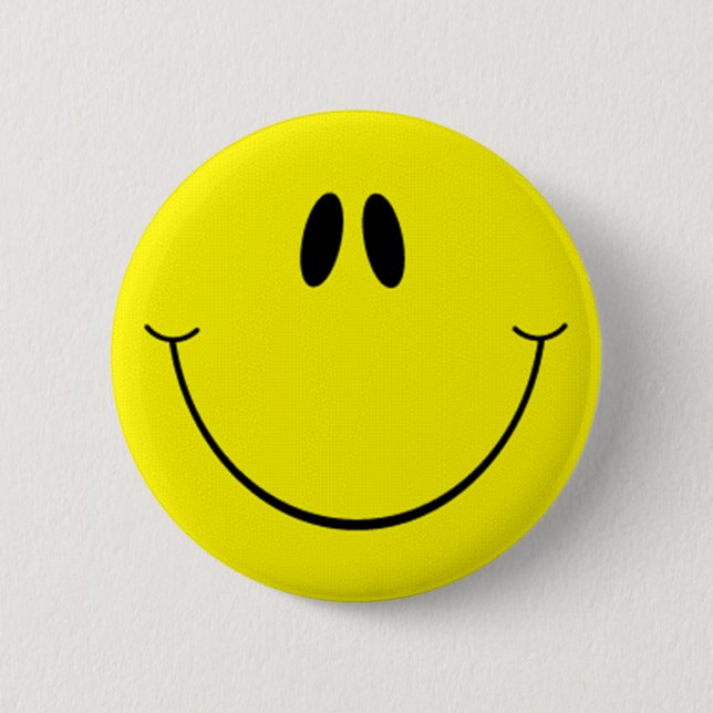 Bright Yellow Happy Smiling Face  Pinback Button (Front)