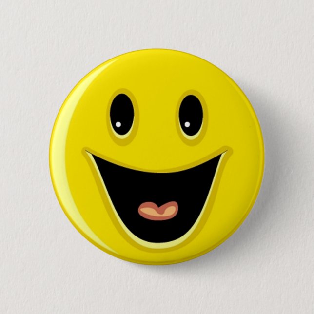 Bright Yellow Happy Smiling Face  Pinback Button (Front)