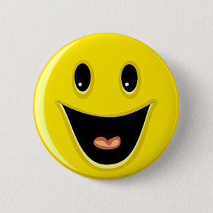 Bright Yellow Happy Smiling Face  Pinback Button