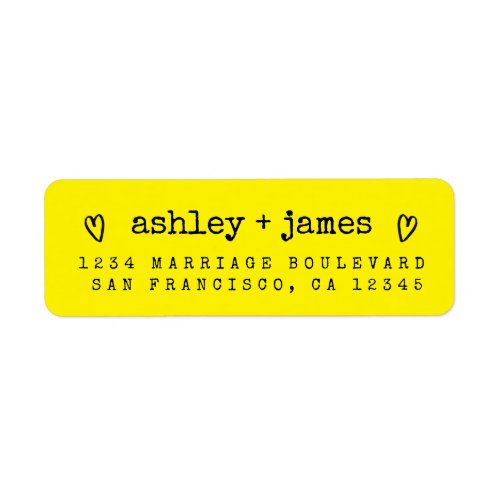 Bright Yellow Heart Couple Return Address Label