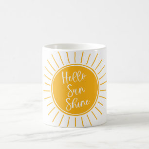 Bright Yellow Hello Sun Shine Cute Coffee Mug