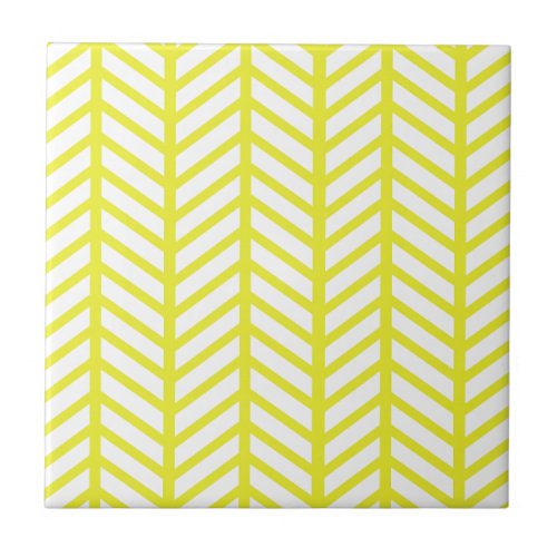 bright yellow herringbone ceramic tile