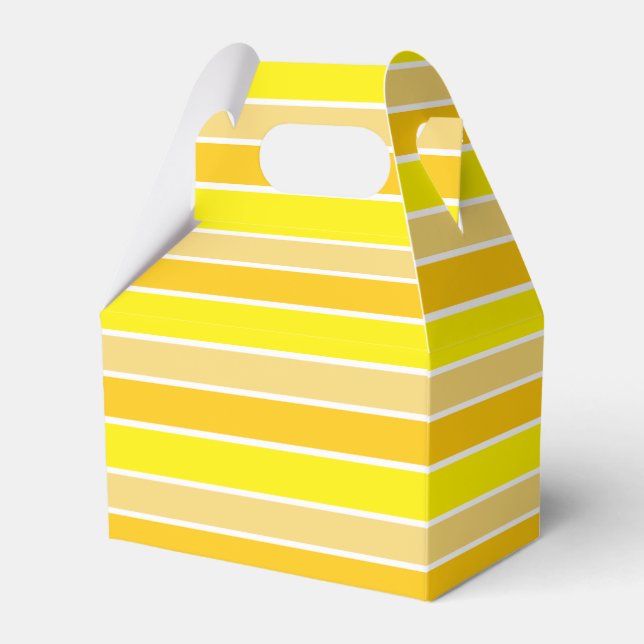 Bright Yellow Horizontal Striped Favor Boxes (Front Side)