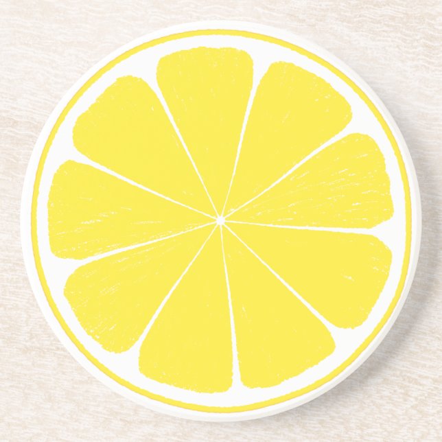 Bright Yellow Lemon Citrus Fruit Slice Coaster (Front)