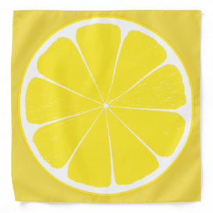 Bright Yellow Lemon Citrus Fruit Slice Design Bandana