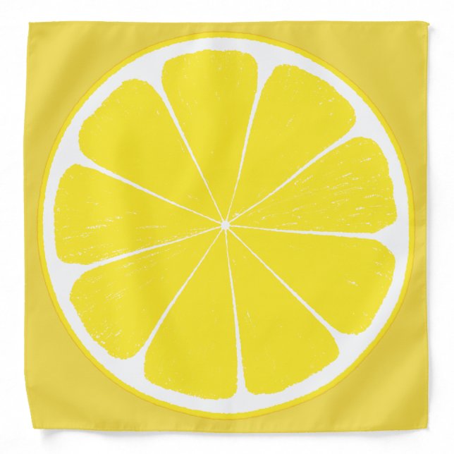 Bright Yellow Lemon Citrus Fruit Slice Design Bandana (Front)