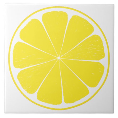 Bright Yellow Lemon Citrus Fruit Slice Design Ceramic Tile