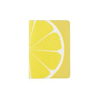 Bright Yellow Lemon Citrus Fruit Slice Design Passport Holder