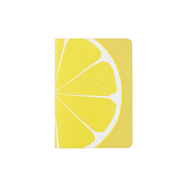 Bright Yellow Lemon Citrus Fruit Slice Design Passport Holder (Front)