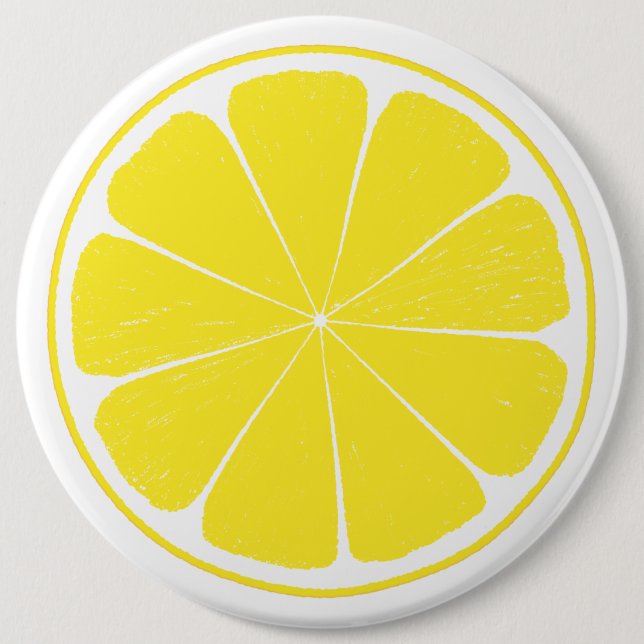Bright Yellow Lemon Citrus Fruit Slice Design Pinback Button (Front)