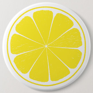 Bright Yellow Lemon Citrus Fruit Slice Design Pinback Button
