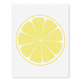Bright Yellow Lemon Citrus Fruit Slice Design Temporary Tattoos