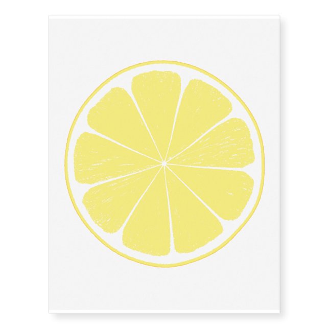 Bright Yellow Lemon Citrus Fruit Slice Design Temporary Tattoos (Front)