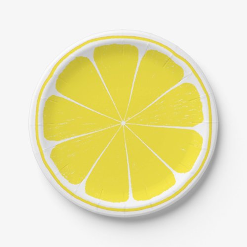 Bright Yellow Lemon Citrus Fruit Slice Paper Plate