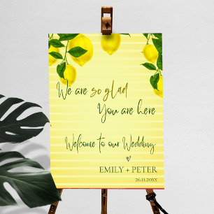 Bright Yellow Lemon Citrus Wedding Welcome Sign