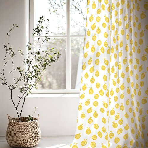 Bright Yellow Lemon Pattern Fresh Citrus Sheer Curtains