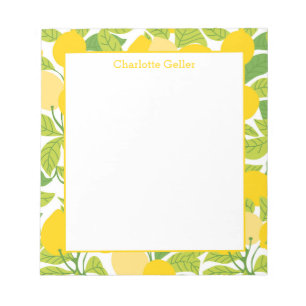 Bright Yellow Lemon Pattern Notepad