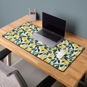 Bright Yellow Lemon Patterned Desk Mat