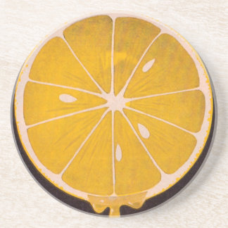 bright yellow lemon slice coaster