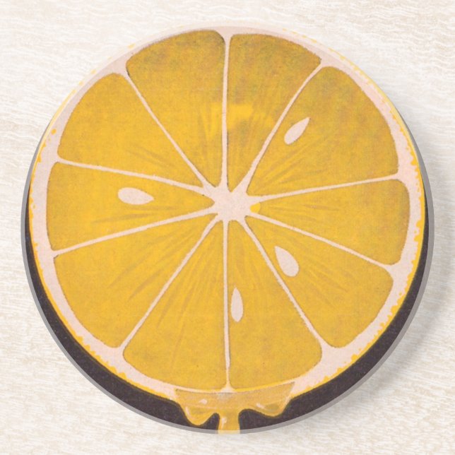 bright yellow lemon slice coaster (Front)