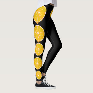 bright yellow lemon slice leggings