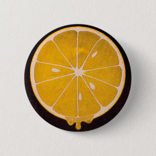 bright yellow lemon slice pinback button