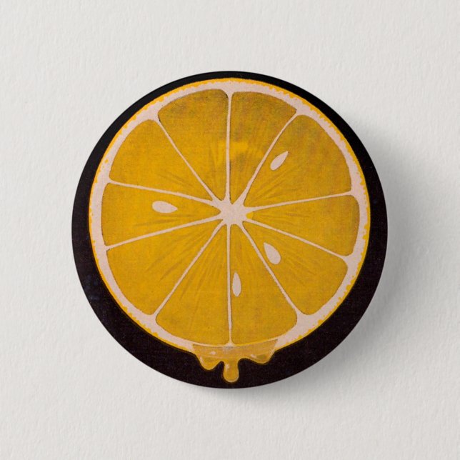 bright yellow lemon slice pinback button (Front)