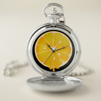 bright yellow lemon slice pocket watch