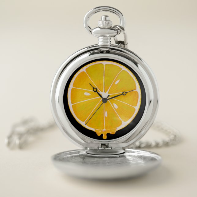 bright yellow lemon slice pocket watch (Inside)