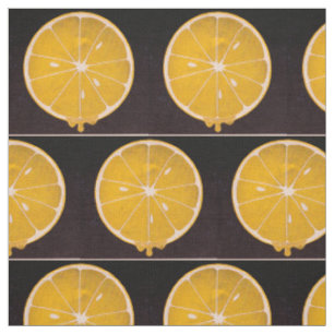 bright yellow lemon slice print fabric