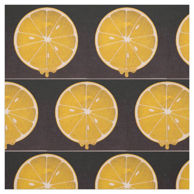 bright yellow lemon slice print fabric (Swatch)
