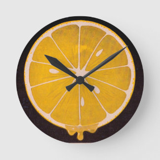 bright yellow lemon slice round clock