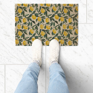 Bright Yellow Lemon Tree Branches Two-Tone Fiber Doormat
