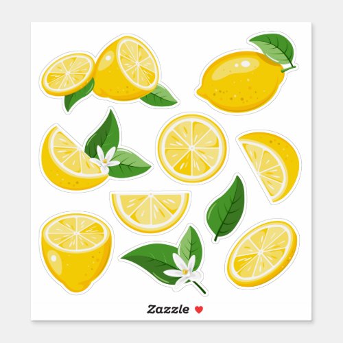 Bright yellow lemons and lemon slices sticker