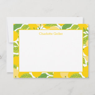 Bright Yellow Lemons Flat Note Card