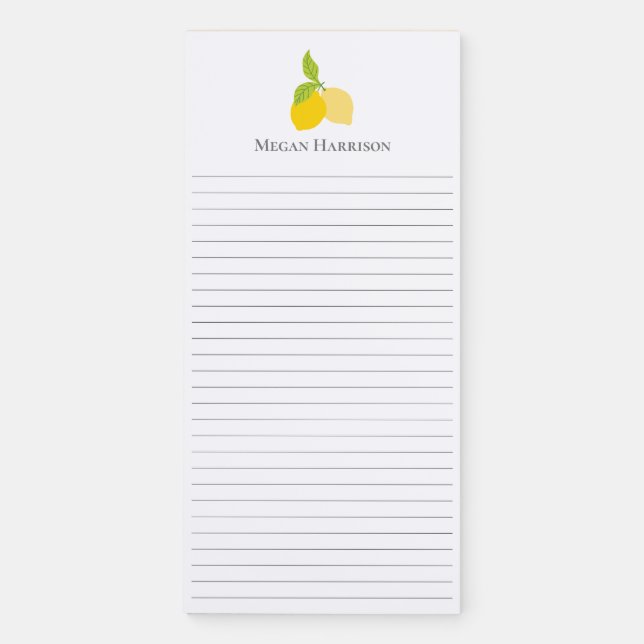 Bright Yellow Lemons Magnetic Notepad (Front)