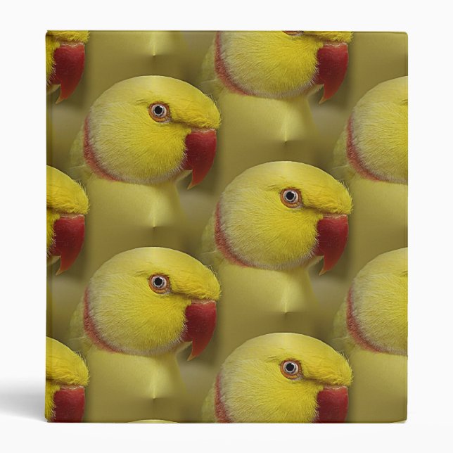 Bright Yellow Lutino Indian Ringneck Parrot 3 Ring Binder (Front)