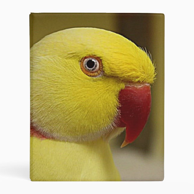 Bright Yellow Lutino Indian Ringneck Parrot Mini Binder (Front)